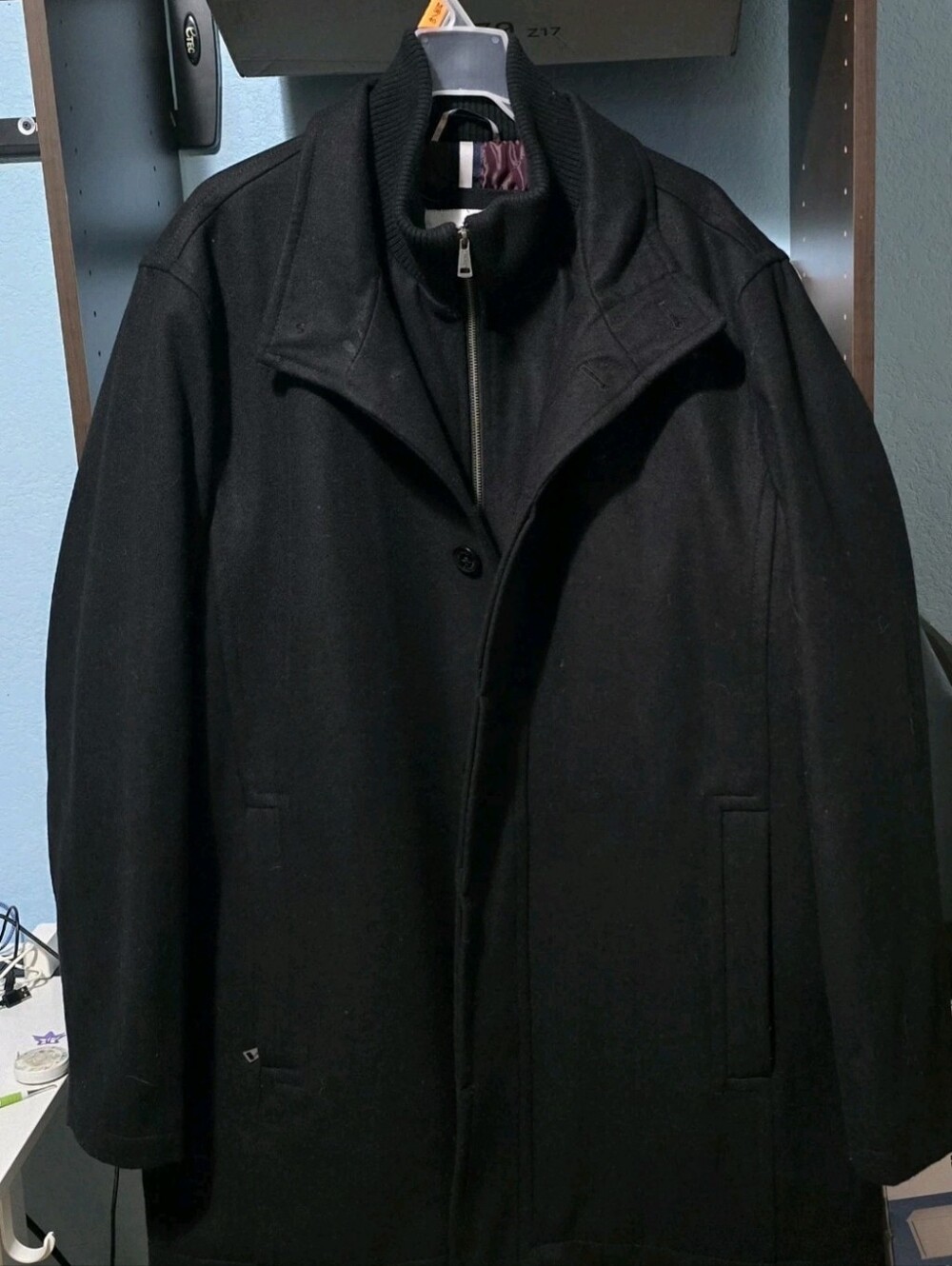 Cole Haan Mens Black Overcoat Jacket Size XXL